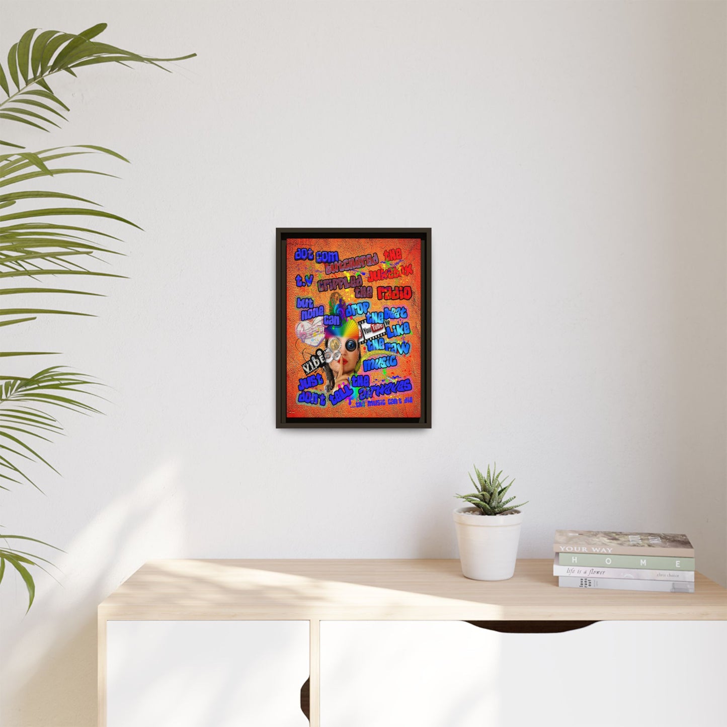 drop the beat - framed canvas art (burnt orange)