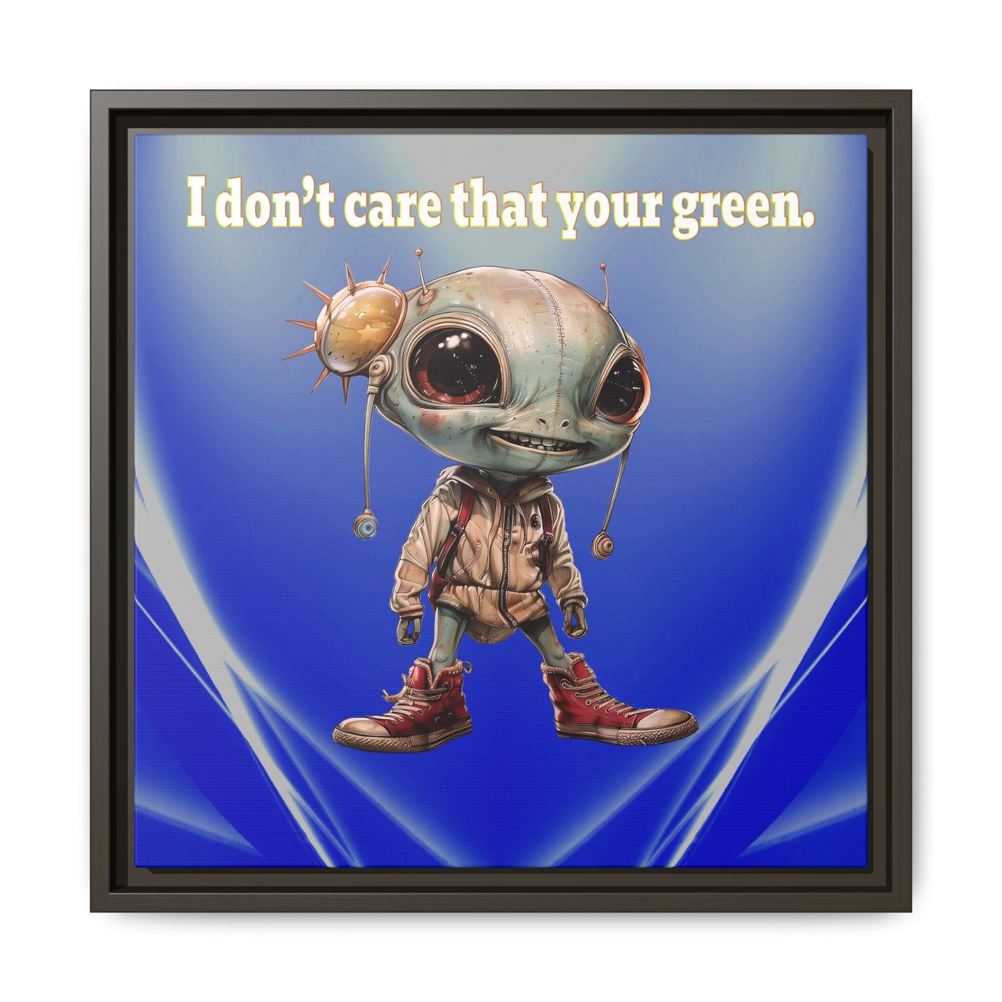 I don't care that your green - framed canvas art (blue-white wave)