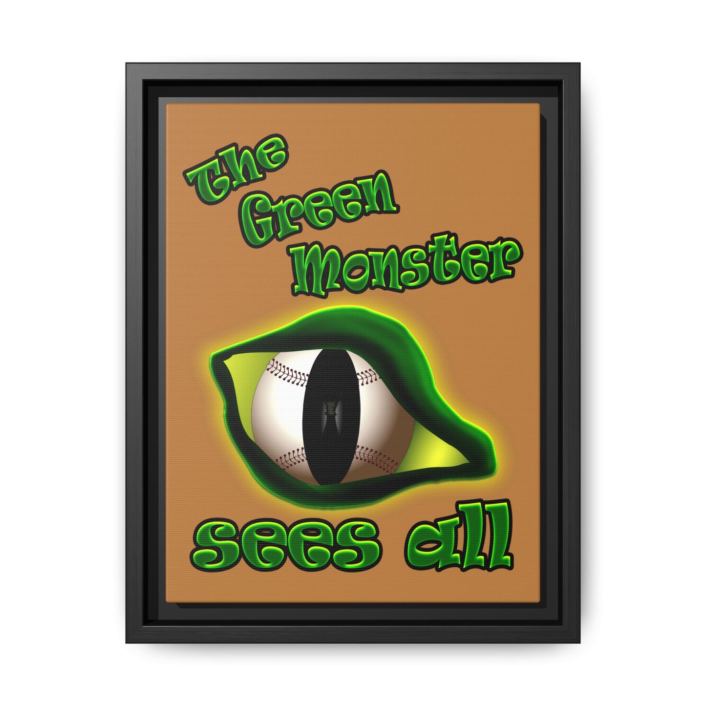 green monster - framed canvas art (light brown)