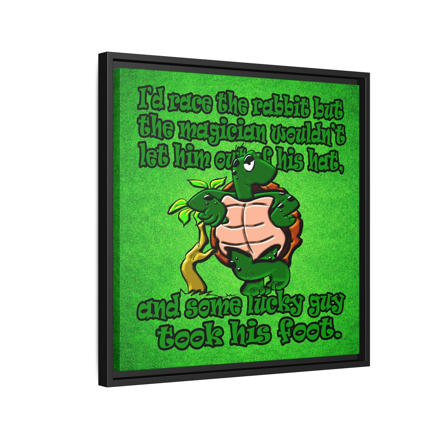 turtle race - framed canvas art (green turf)