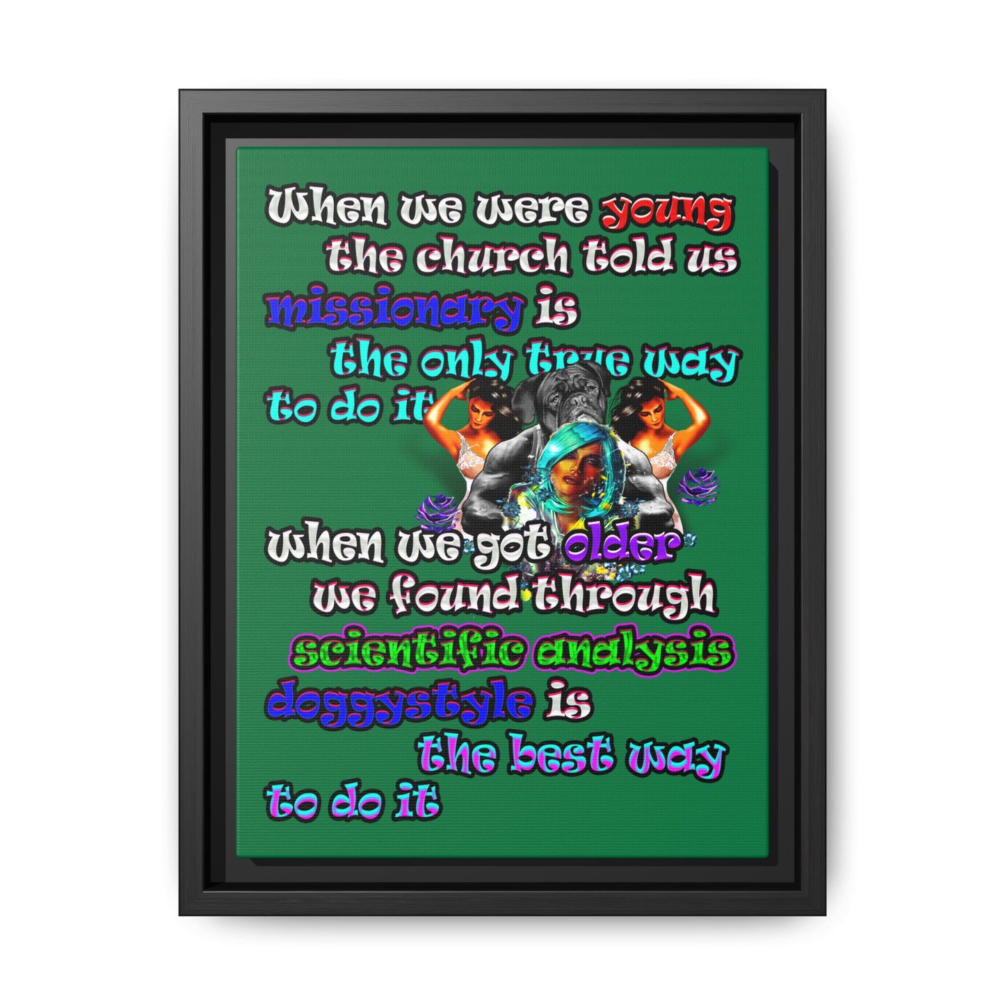 doggystyle - framed canvas art (dark green)