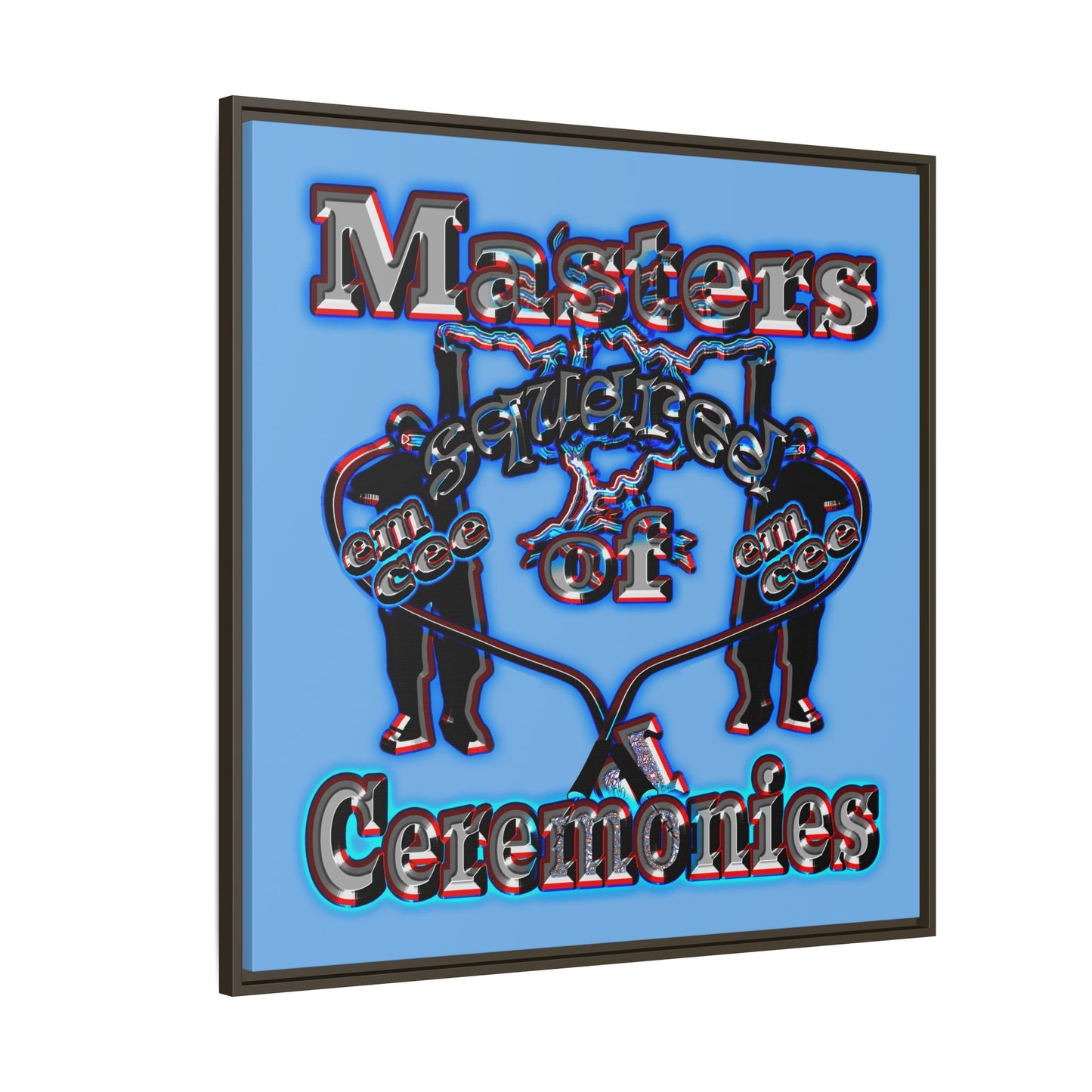 em cee squared - framed canvas art (light blue)