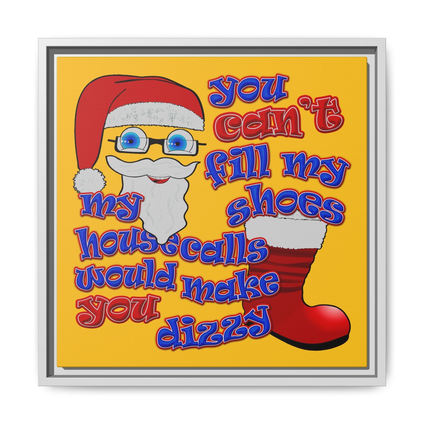 santa's shoes - framed canvas art (yellow)