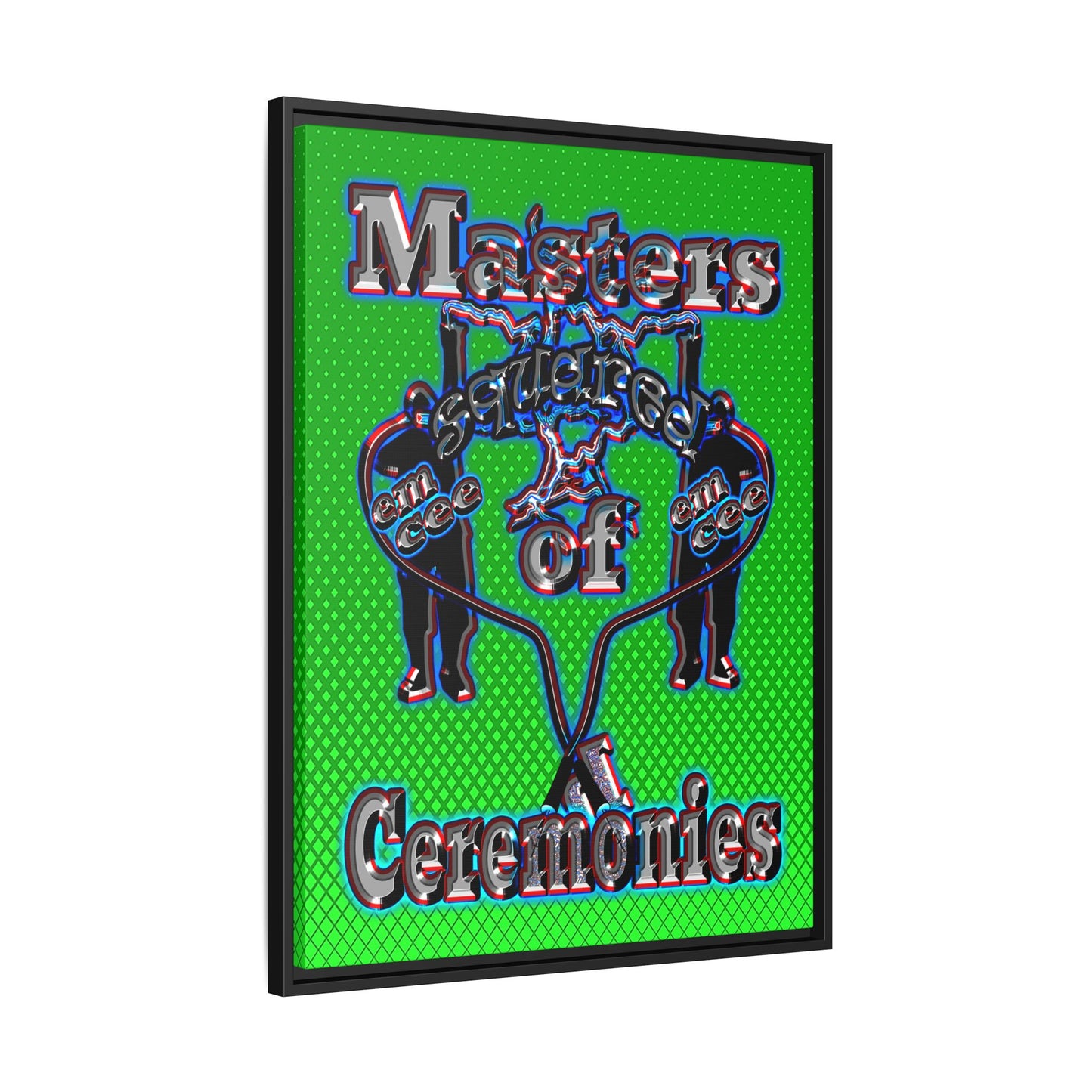 em cee squared - framed canvas art (logo green)