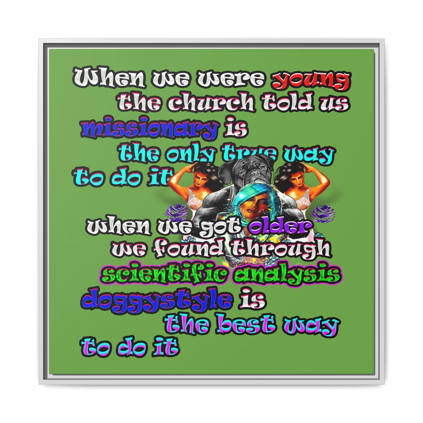 doggystyle - framed canvas art (green)