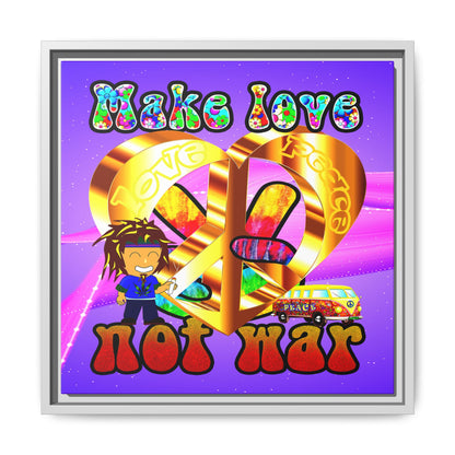 love peace - framed canvas art (purple-pink wave)