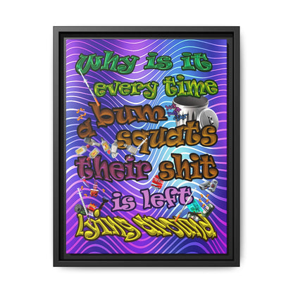 the bum's shit - framed canvas art (purple wave)