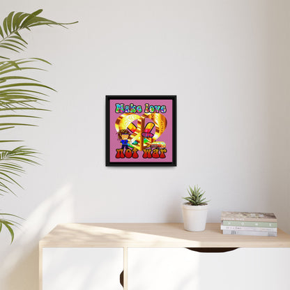 love peace - framed canvas art (light pink)