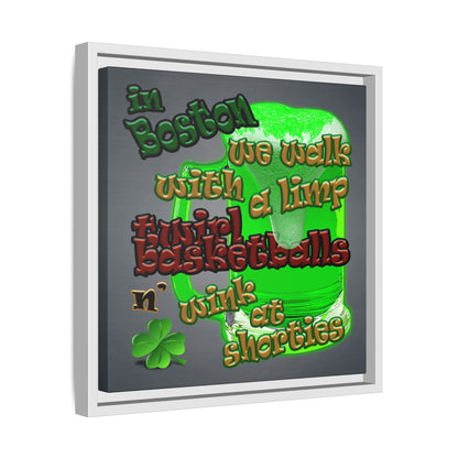 celtics logo - framed canvas art (grey-light grey)
