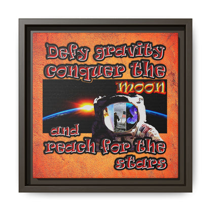 defy conquer reach - framed canvas art (burnt orange)
