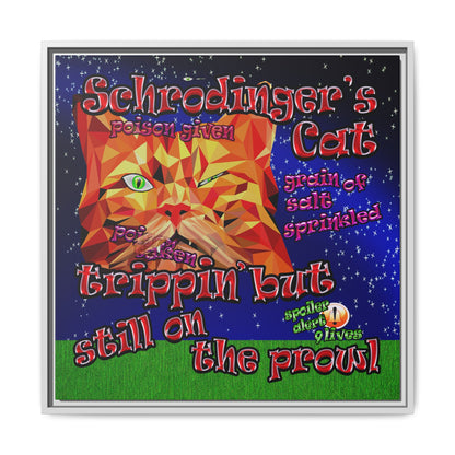 schrodinger's cat - framed canvas art ('snoops' background)