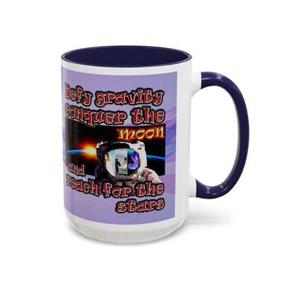 defy conquer reach - Accent Mug (light blue-pink wave)