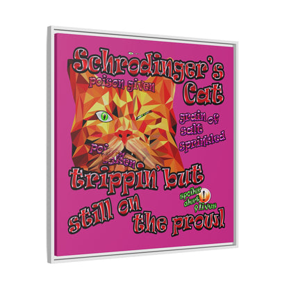 schrodinger's cat - framed canvas art (pink)