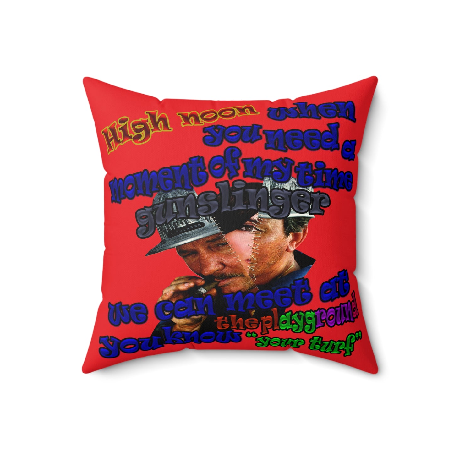 high noon - Spun Polyester Square Pillow - (red)