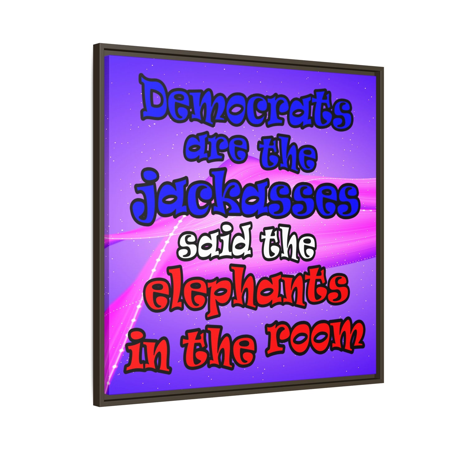 donkeys and elephants - framed canvas art (purple-pink wave)