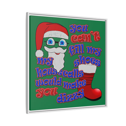 santa's shoes - framed canvas art (dark green)