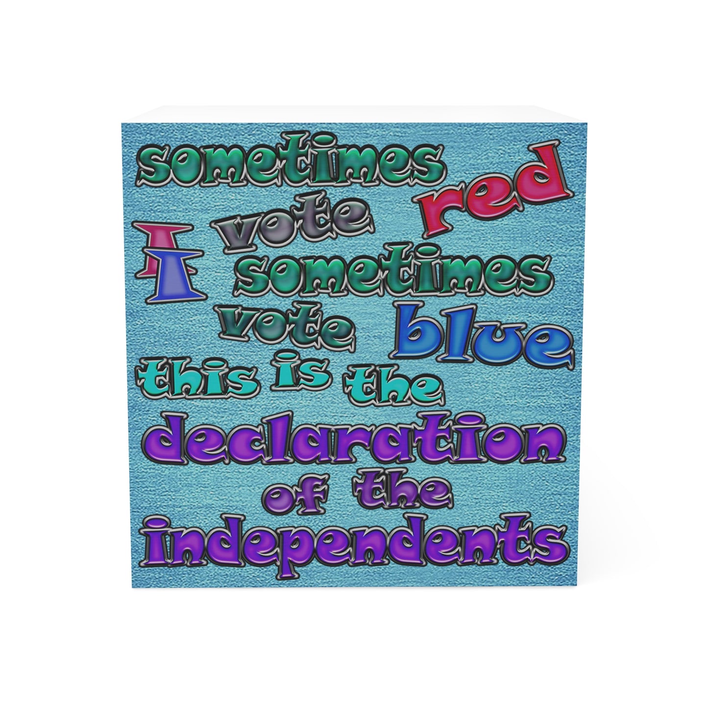 declaration of the independents - note cube (faded blue)