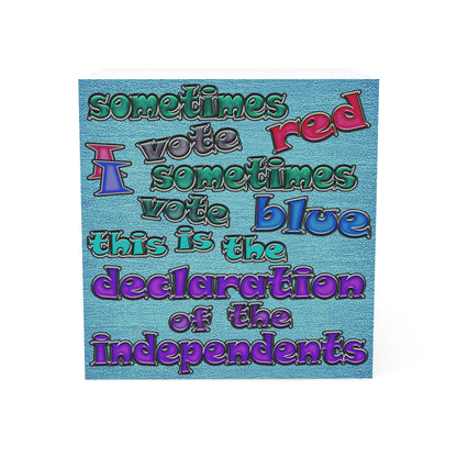 declaration of the independents - note cube (faded blue)