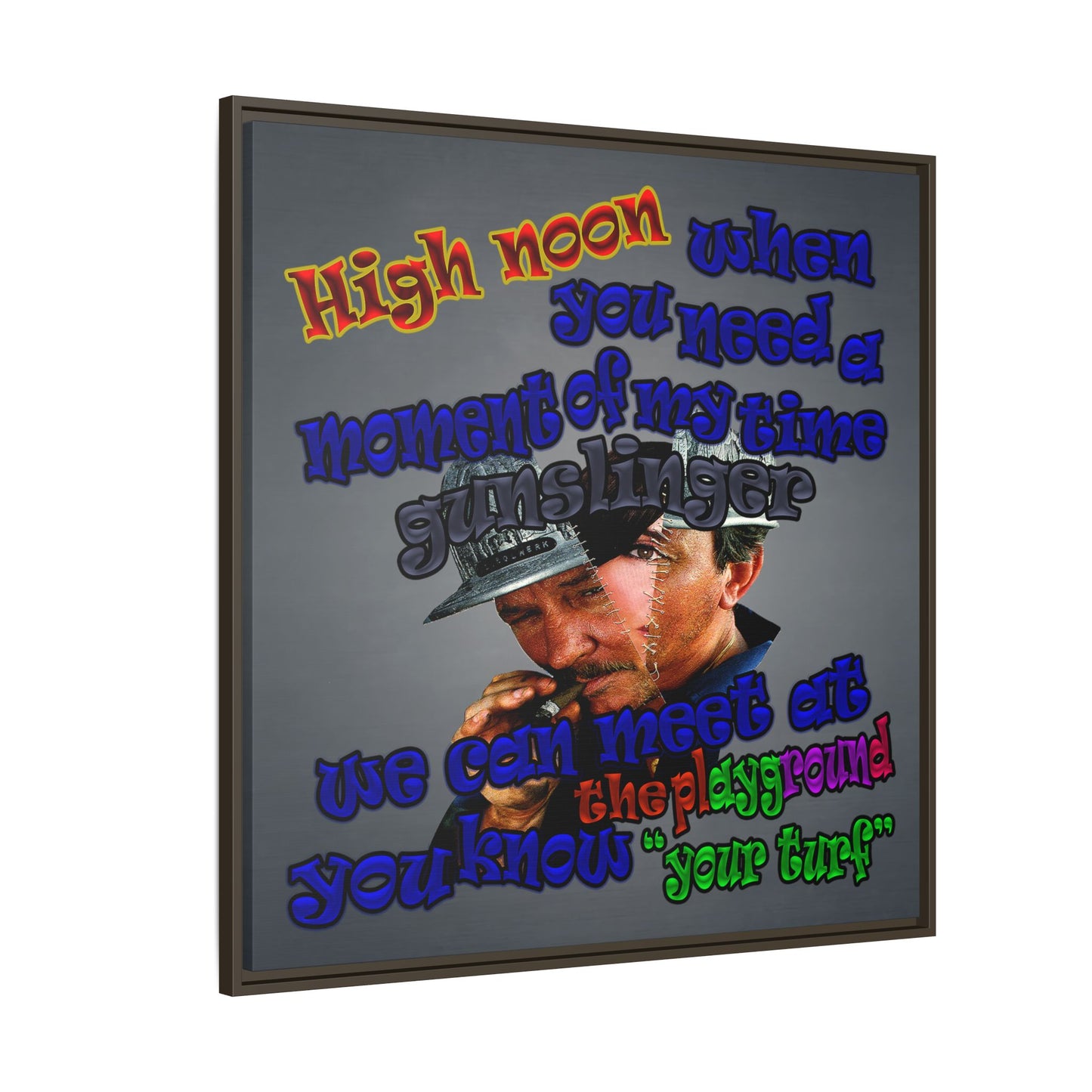 high noon - framed canvas art (grey-light grey)