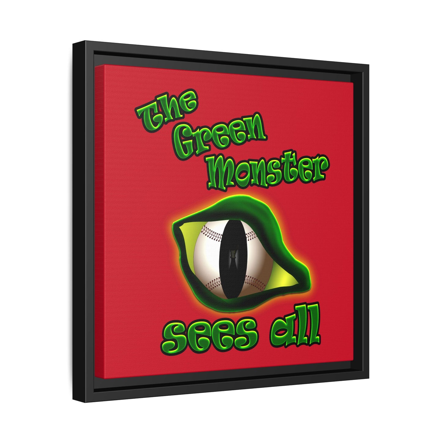 green monster - framed canvas art (dark red)