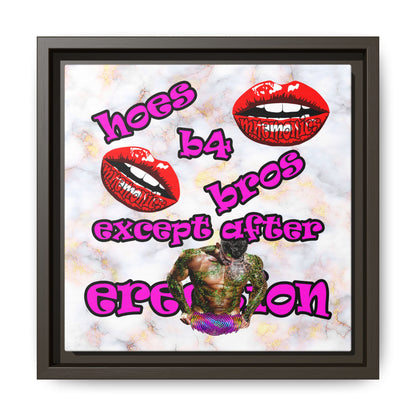 hoes b4 bros - framed canvas art (white marble)
