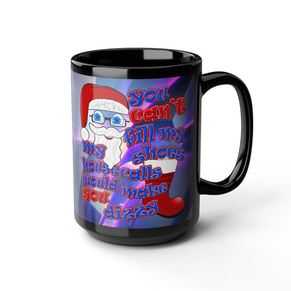 santa's shoes - Black Mug (grey-pink wave)