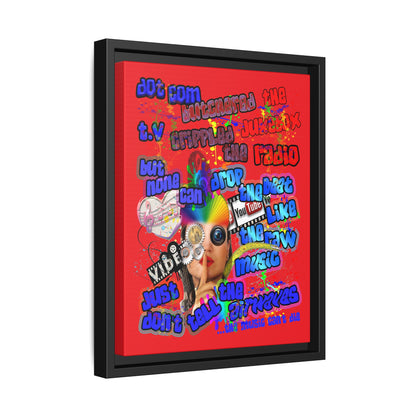 drop the beat - framed canvas art (red)