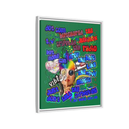 drop the beat - framed canvas art (dark green)