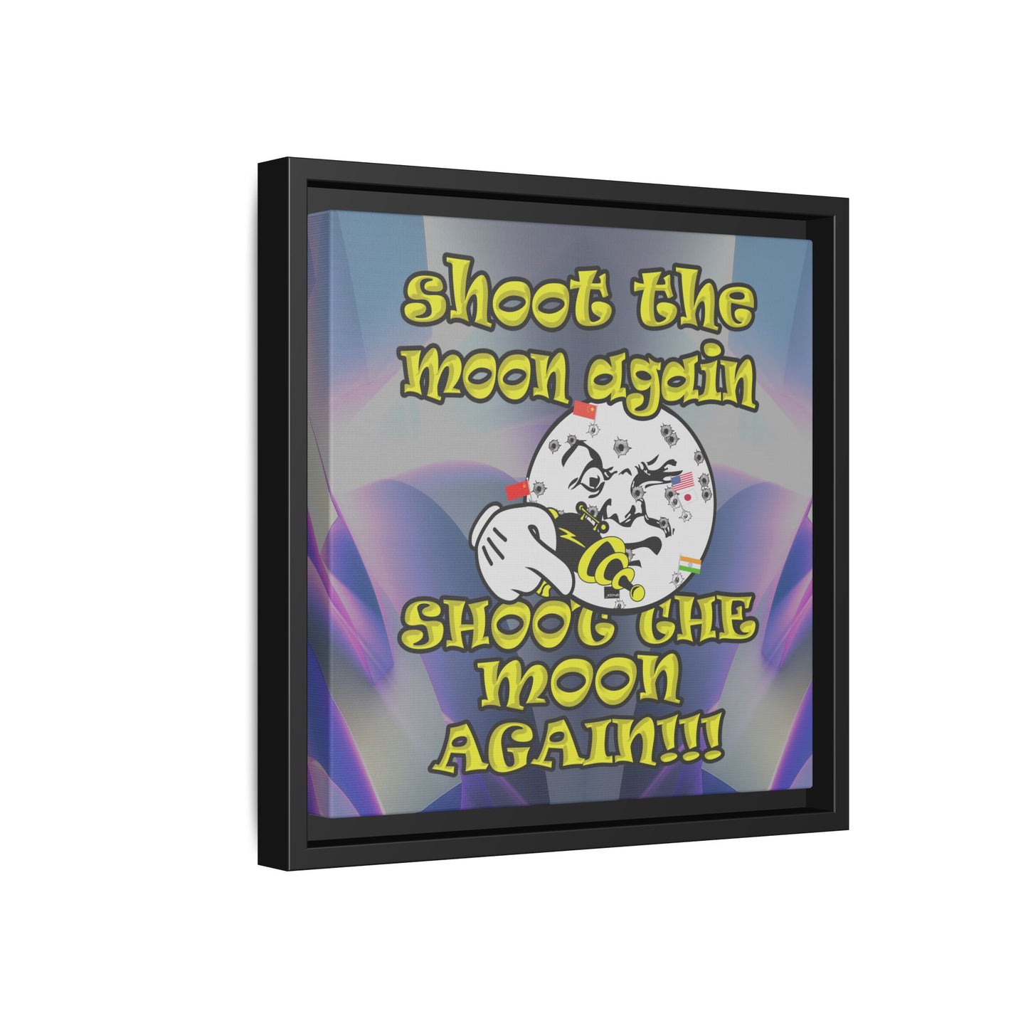 shoot the moon again - framed canvas art (grey-pink wave)