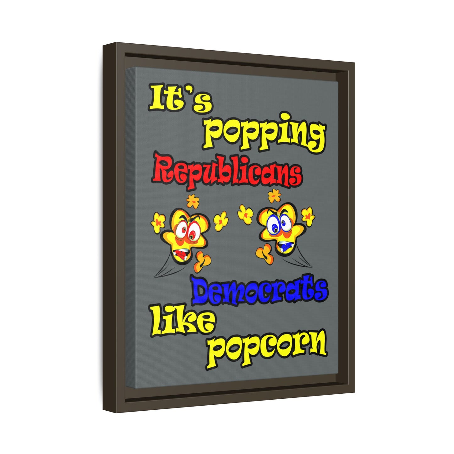 popping like popcorn - framed canvas art (dark grey)