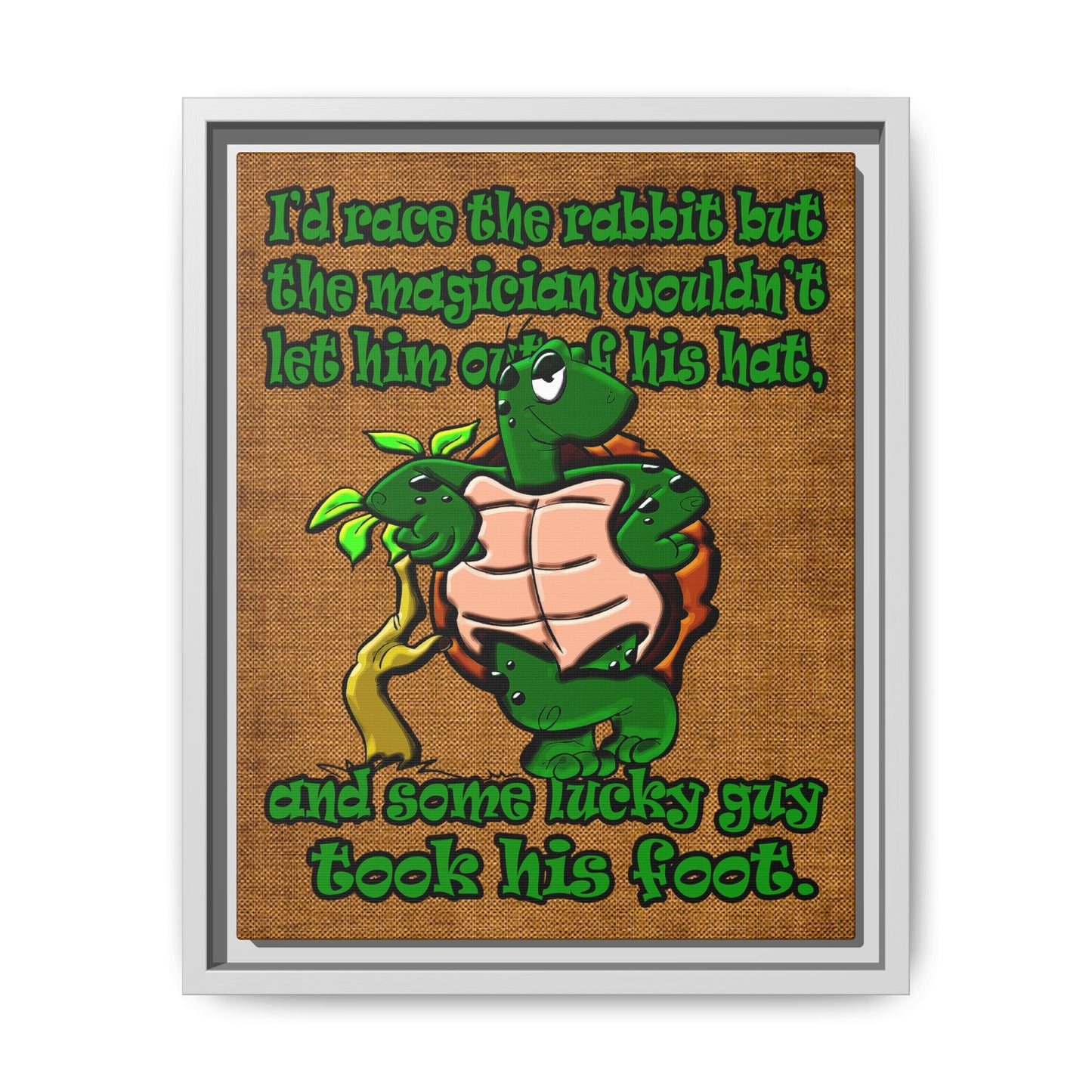 turtle race - framed canvas art (brown papyrus)