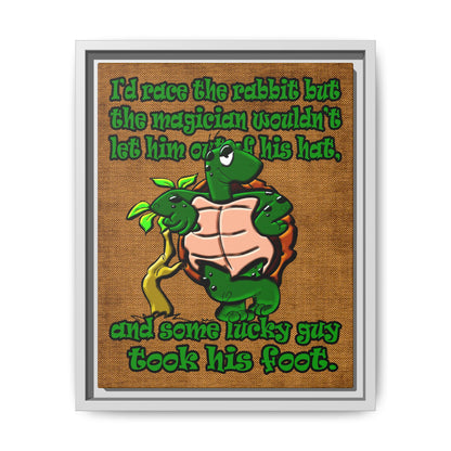 turtle race - framed canvas art (brown papyrus)
