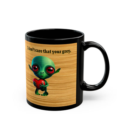 I don't care that your grey - Black Mug (butterscotch wood finish)