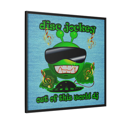 disc jockey - framed canvas art (faded blue)