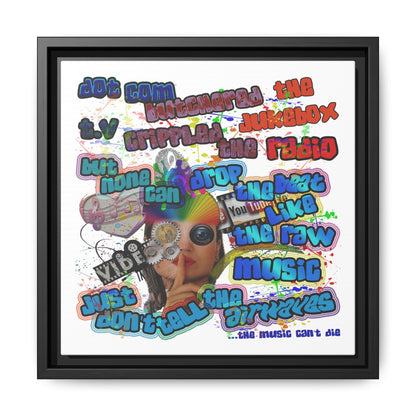 drop the beat - framed canvas art (white)