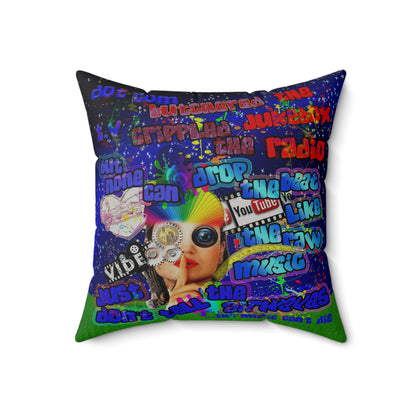 drop the beat - Faux Suede Square Pillow - ('snoops' background)