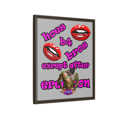 hoes b4 bros - framed canvas art (light grey)