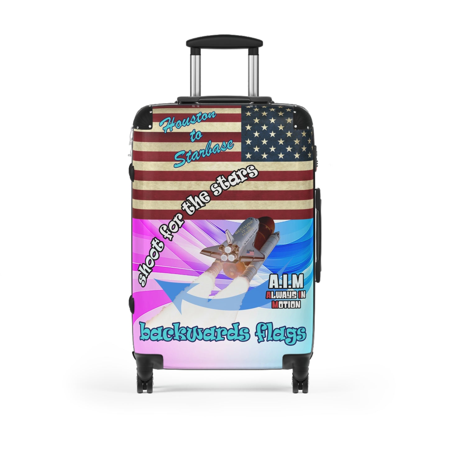 shoot for the stars - Suitcase (light blue-pink wave)