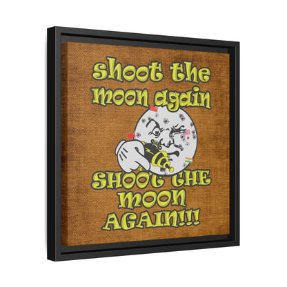 shoot the moon again - framed canvas art (brown papyrus)