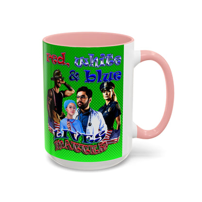 rw&b lives matter - Accent Mug (logo green)