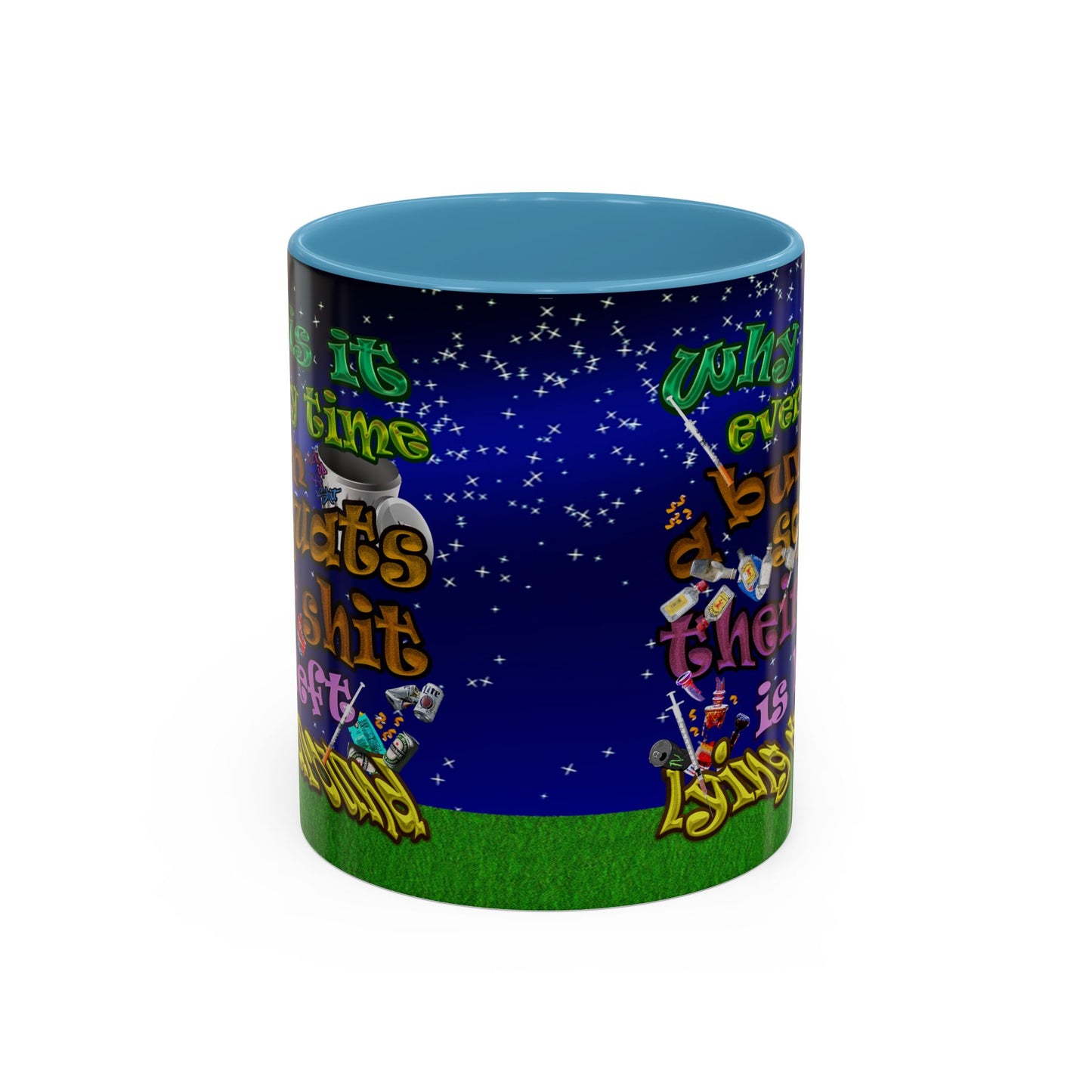 the bum's shit - Accent Mug ('snoops' background)