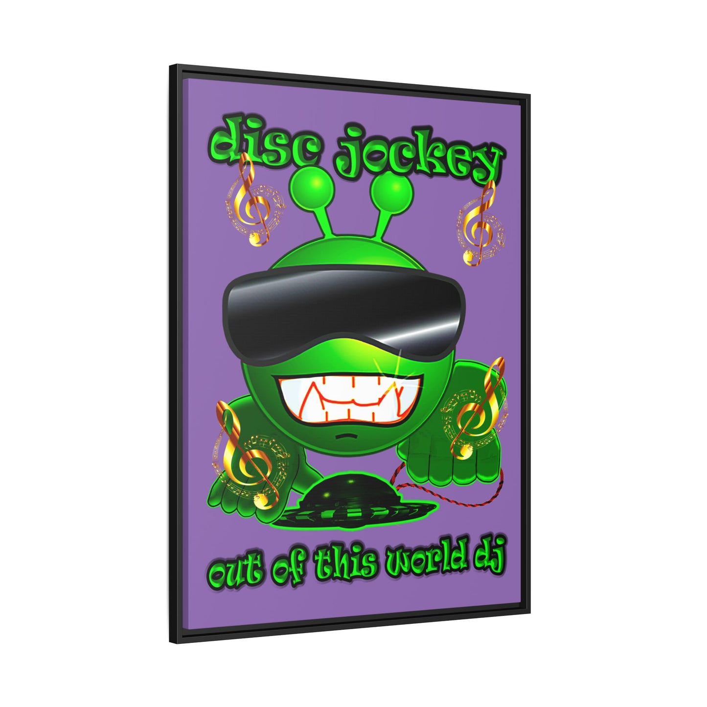 disc jockey - framed canvas art (light purple)