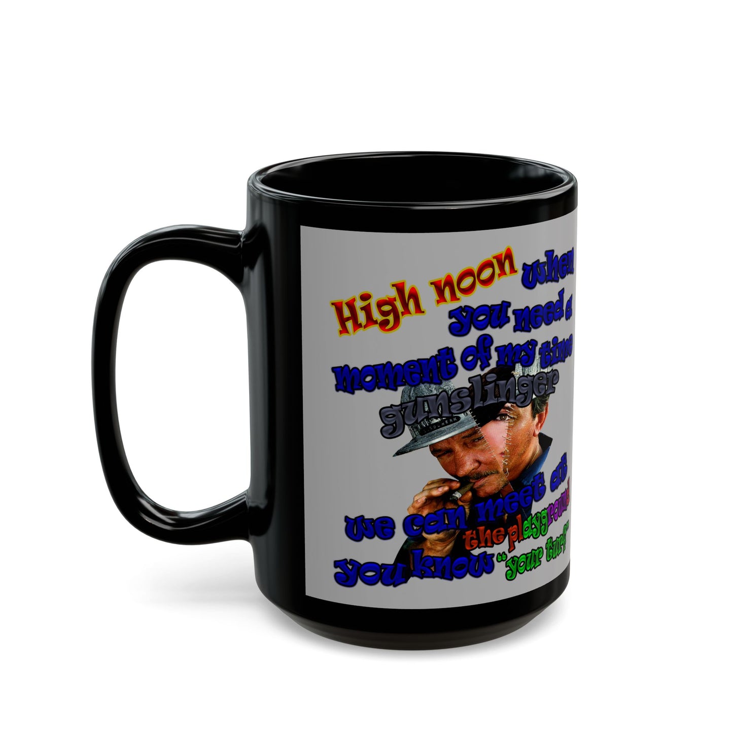 high noon - Black Mug (light grey)