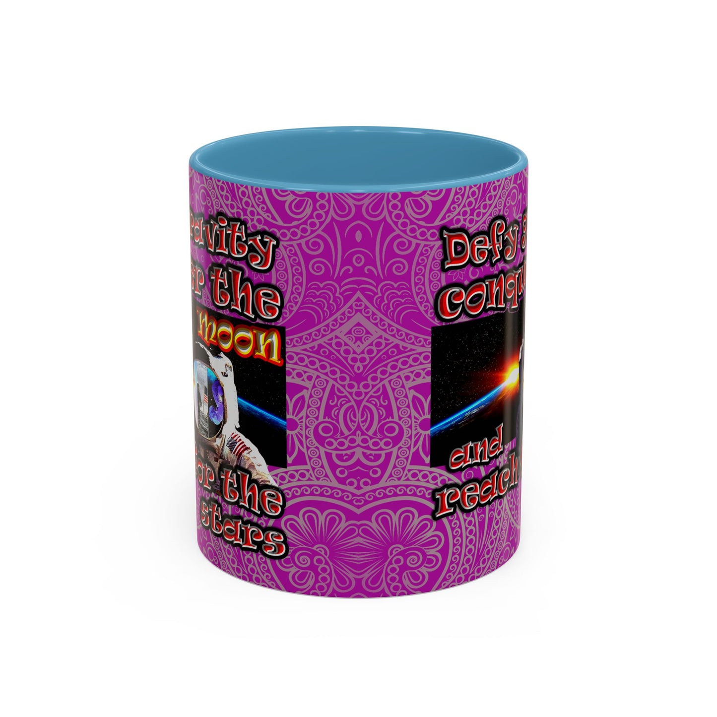 defy conquer reach - Accent Mug (pink swirl)