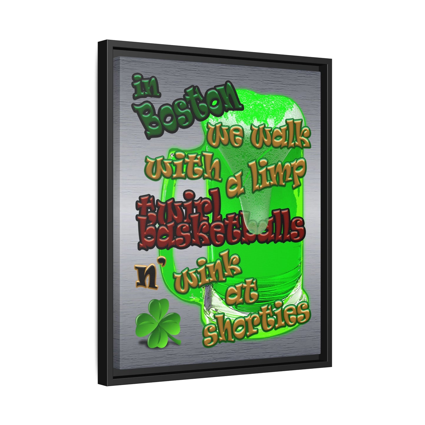 celtics logo - framed canvas art (brushed nickel)