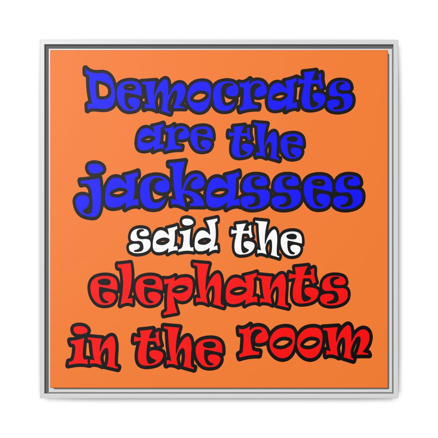 donkeys and elephants - framed canvas art (crusta)