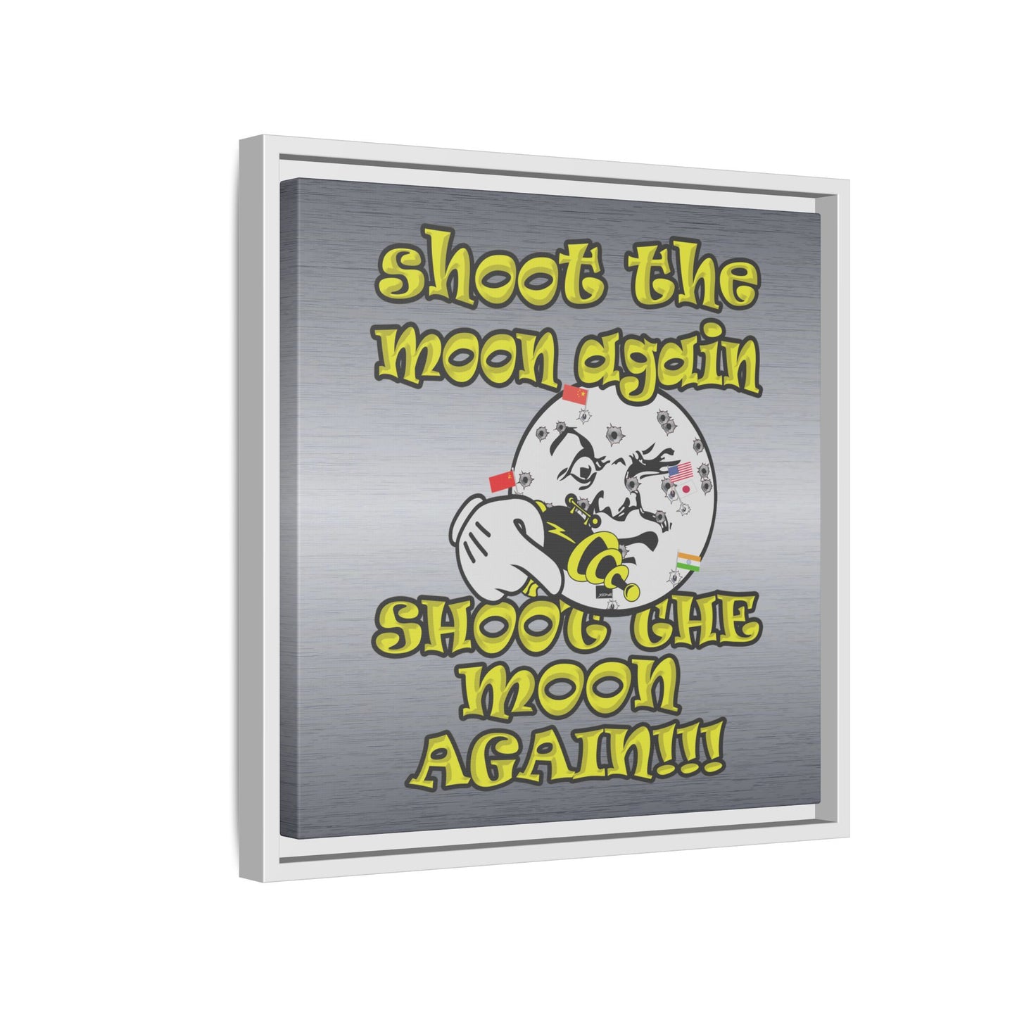 shoot the moon again - framed canvas art (brushed nickel)