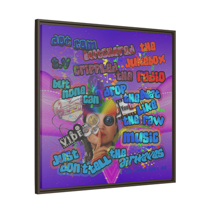 drop the beat - framed canvas art (purple-pink wave)