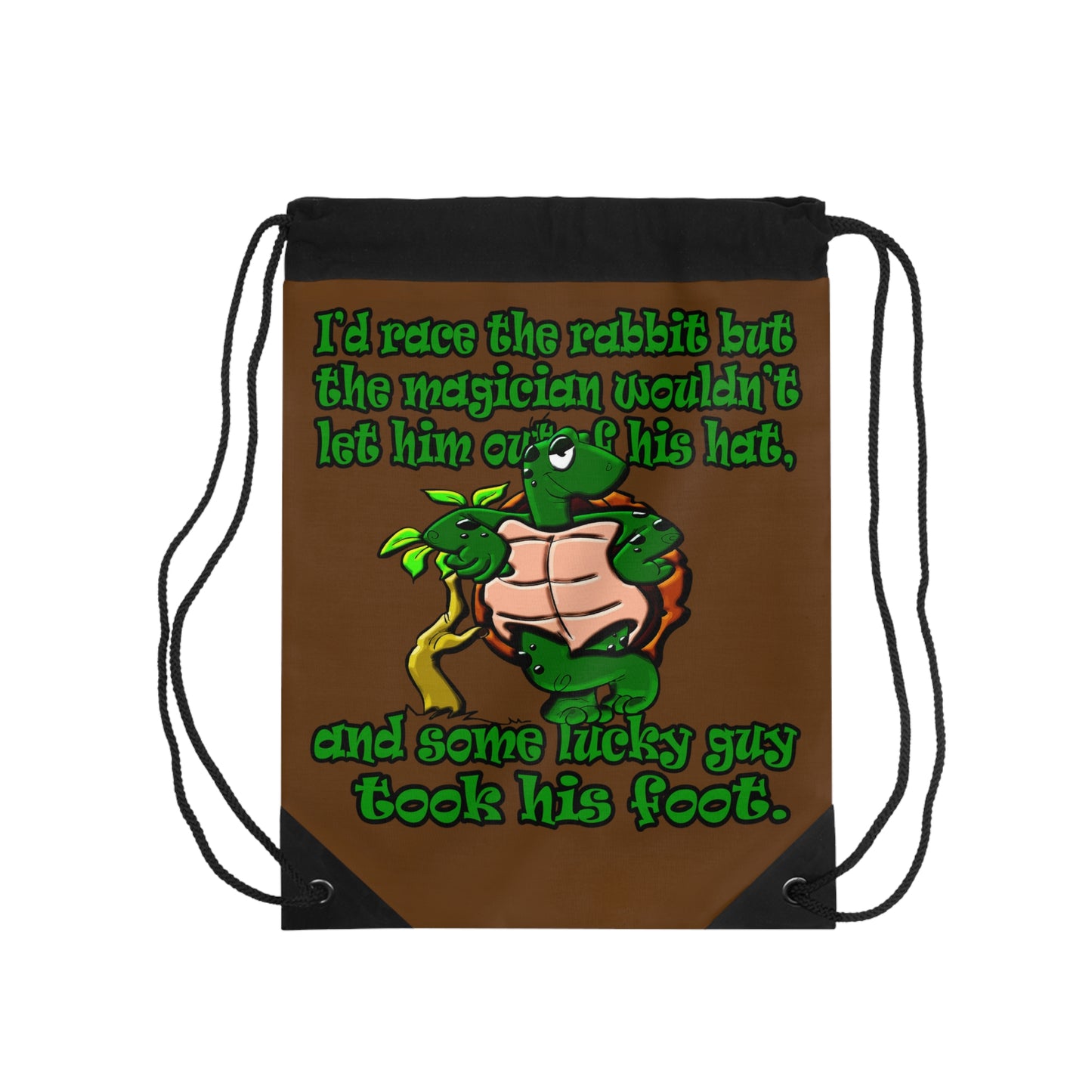 turtle race - Drawstring Bag (brown)