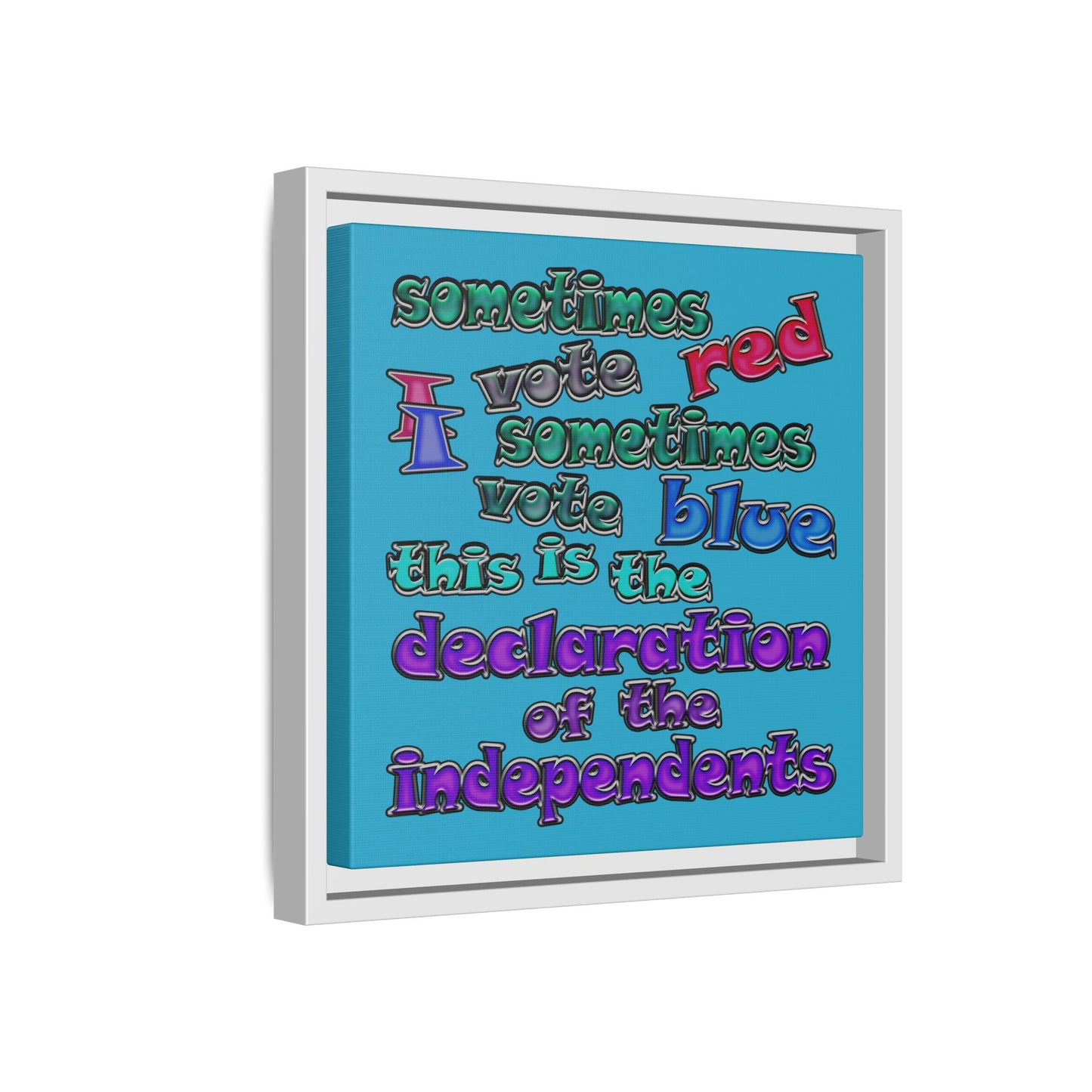 declaration of the independents - framed canvas art (turquoise)